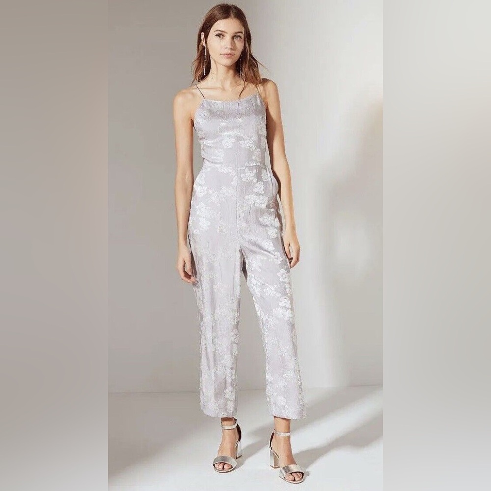 Urban Outfitters Lily Jacquard Lace-Up Wide Leg Cropped Jumpsuit size 4